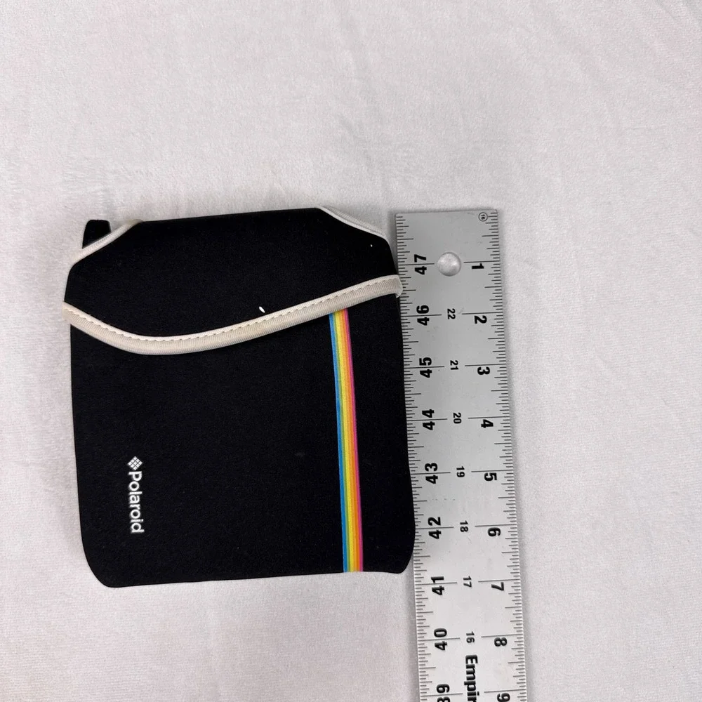 Polaroid Camera Pouch Case Black Neoprene Rainbow Stripe Retro Sleeve Small